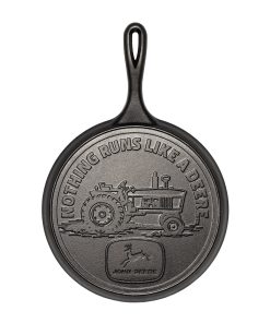 10.5 Inch Seasoned Cast Iron Griddle. John Deere Tractor