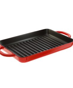 Enameled Cast Iron 12.5 x 8 Inch Grill Pan